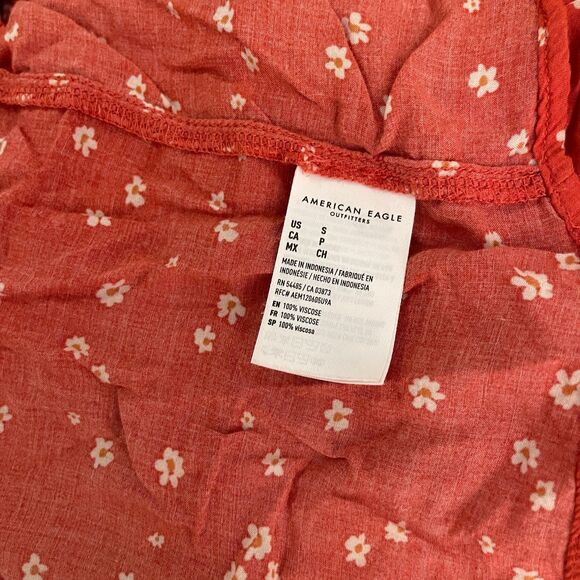 American Eagle Blouse Women's Small Floral Button Up Collared Short Sleeve Top - Picture 8 of 8